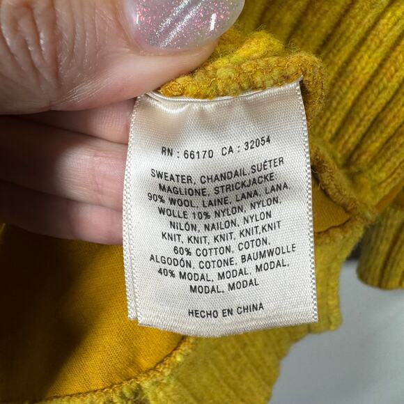 Anthropologie Pilcro Top L Yellow Cable Sweater Dually Clad Pullover Knit V-Neck - Picture 5 of 7